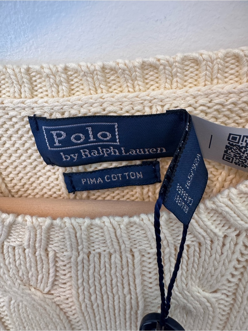 NWT Ralph Lauren Cream Cable-Knit Crewneck Sweater parchment cream color, size M - Picture 7 of 9